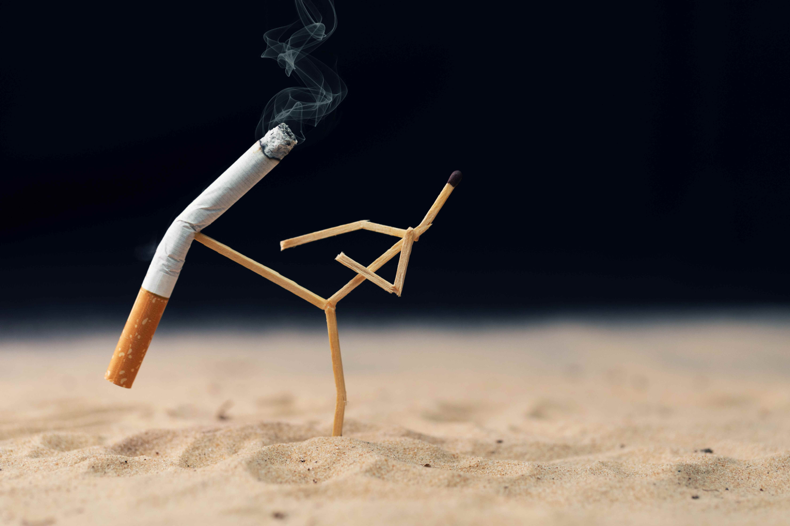 matchstick kicking a cigarette